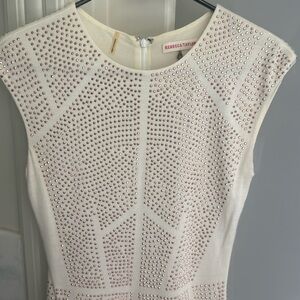 Rebecca Taylor Rose Gold Nailhead Dress Cream Ivory M